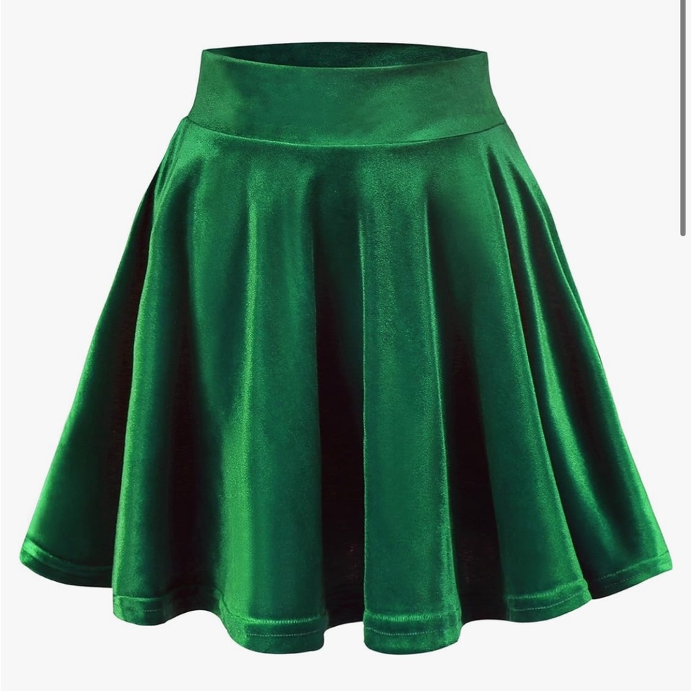 New Velvet Green Skater Skirt